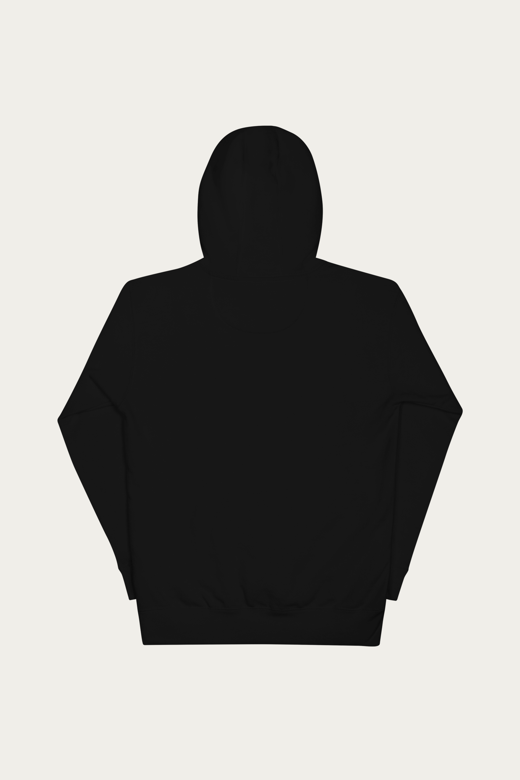 Pullover Hoodie, Black by Andre Blunt, from the back, on a Cloud White ground