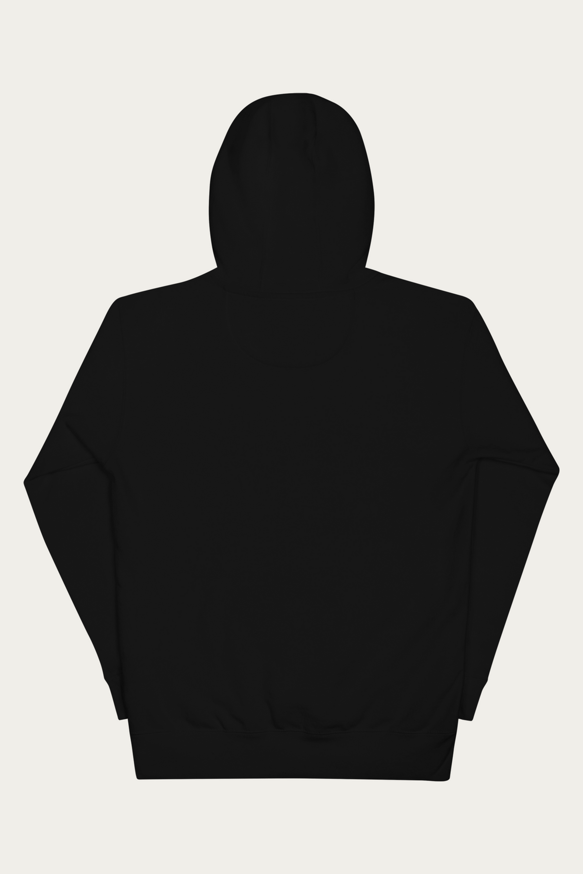 Pullover Hoodie, Black by Andre Blunt, from the back, on a Cloud White ground