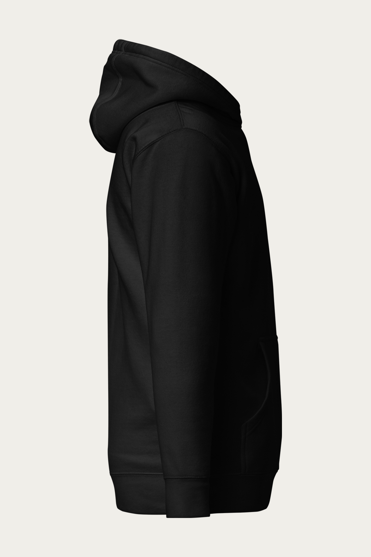 Pullover Hoodie, Black by Andre Blunt, from the right, on a Cloud White ground