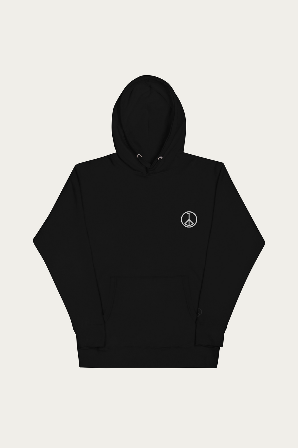 Pullover Hoodie, Black by Andre Blunt, shown on a Cloud White ground