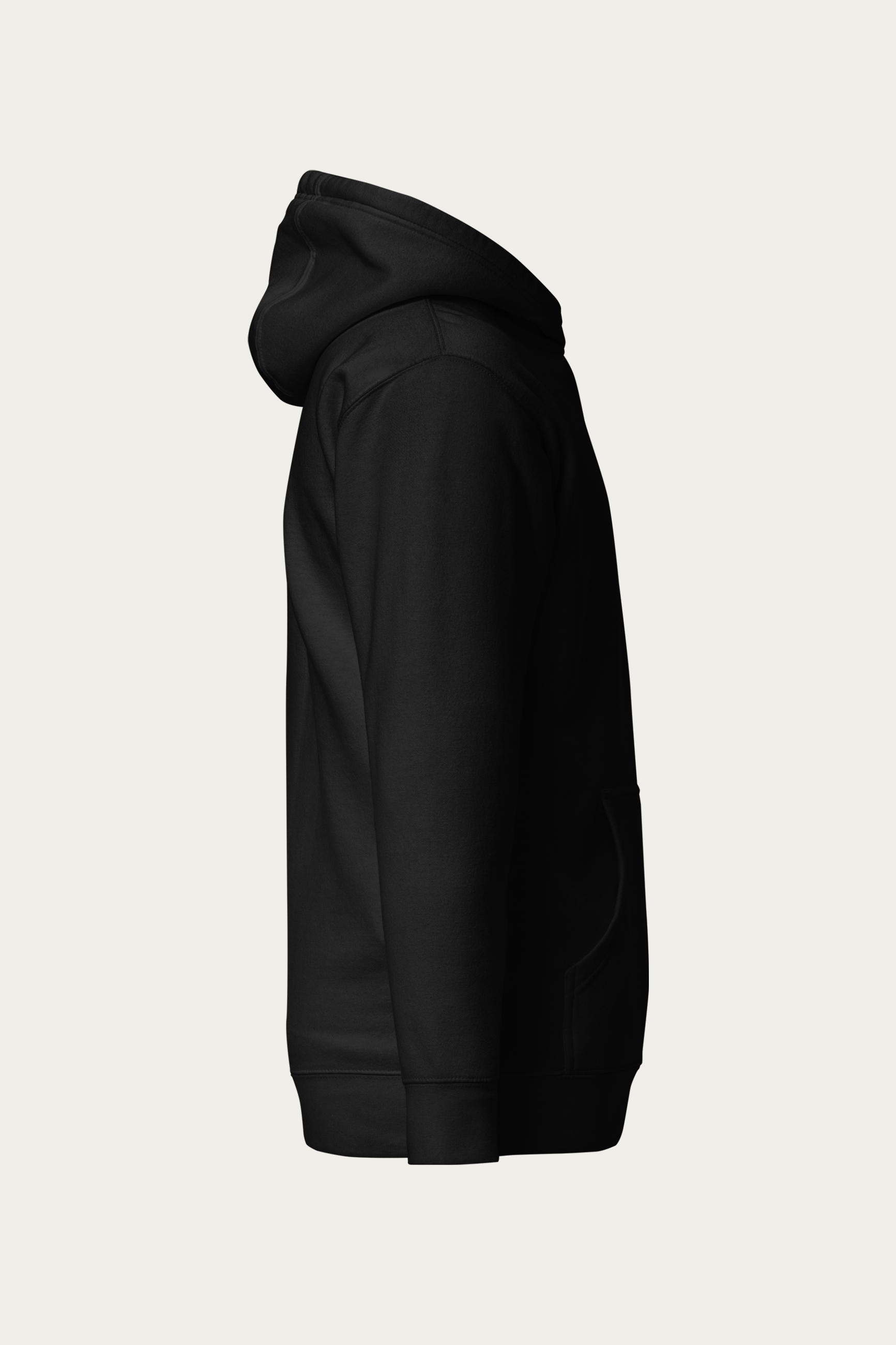 Pullover Hoodie, Black by Andre Blunt, from the right, on a Cloud White ground