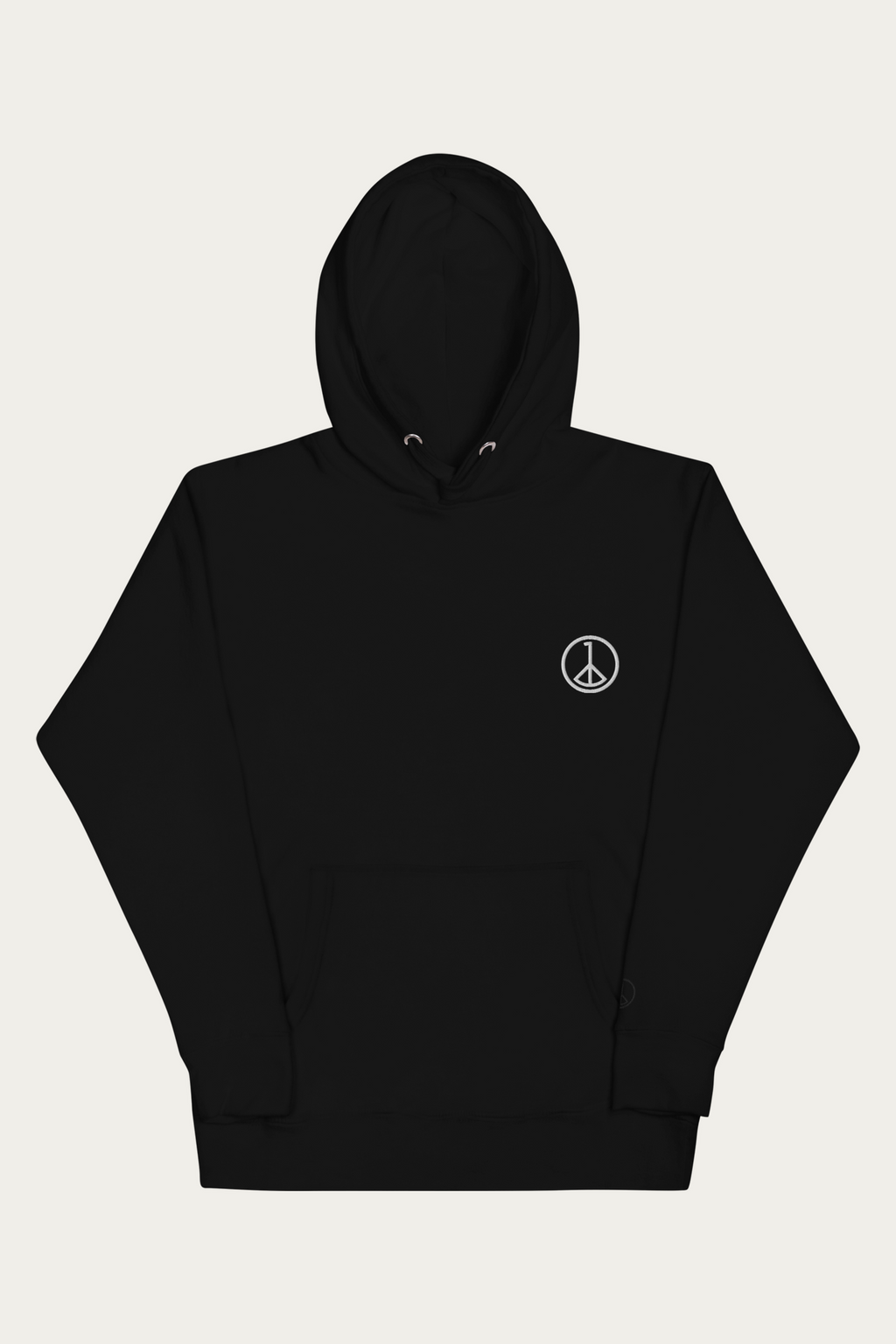 Pullover Hoodie, Black by Andre Blunt, shown on a Cloud White ground
