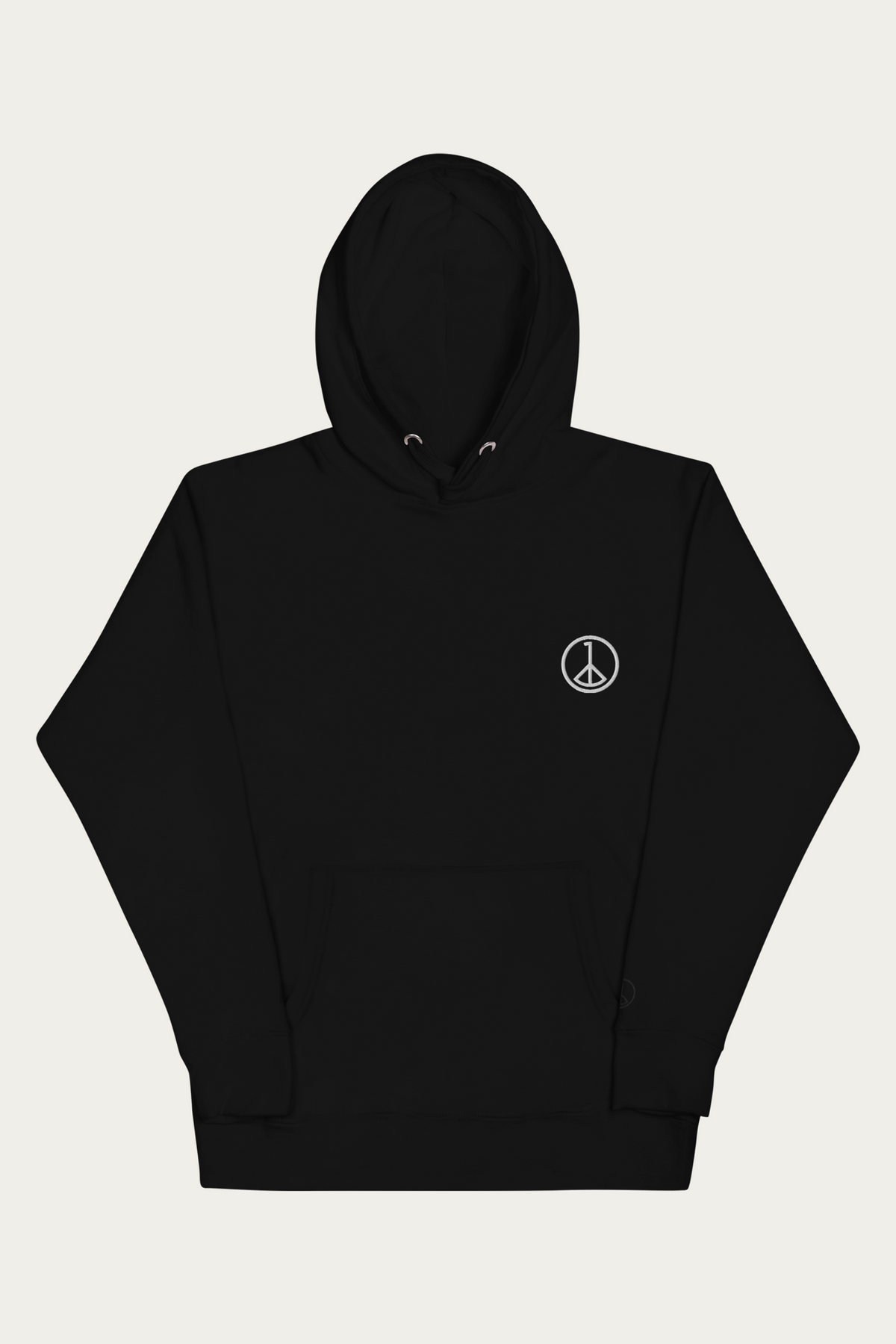 Pullover Hoodie, Black by Andre Blunt, shown on a Cloud White ground