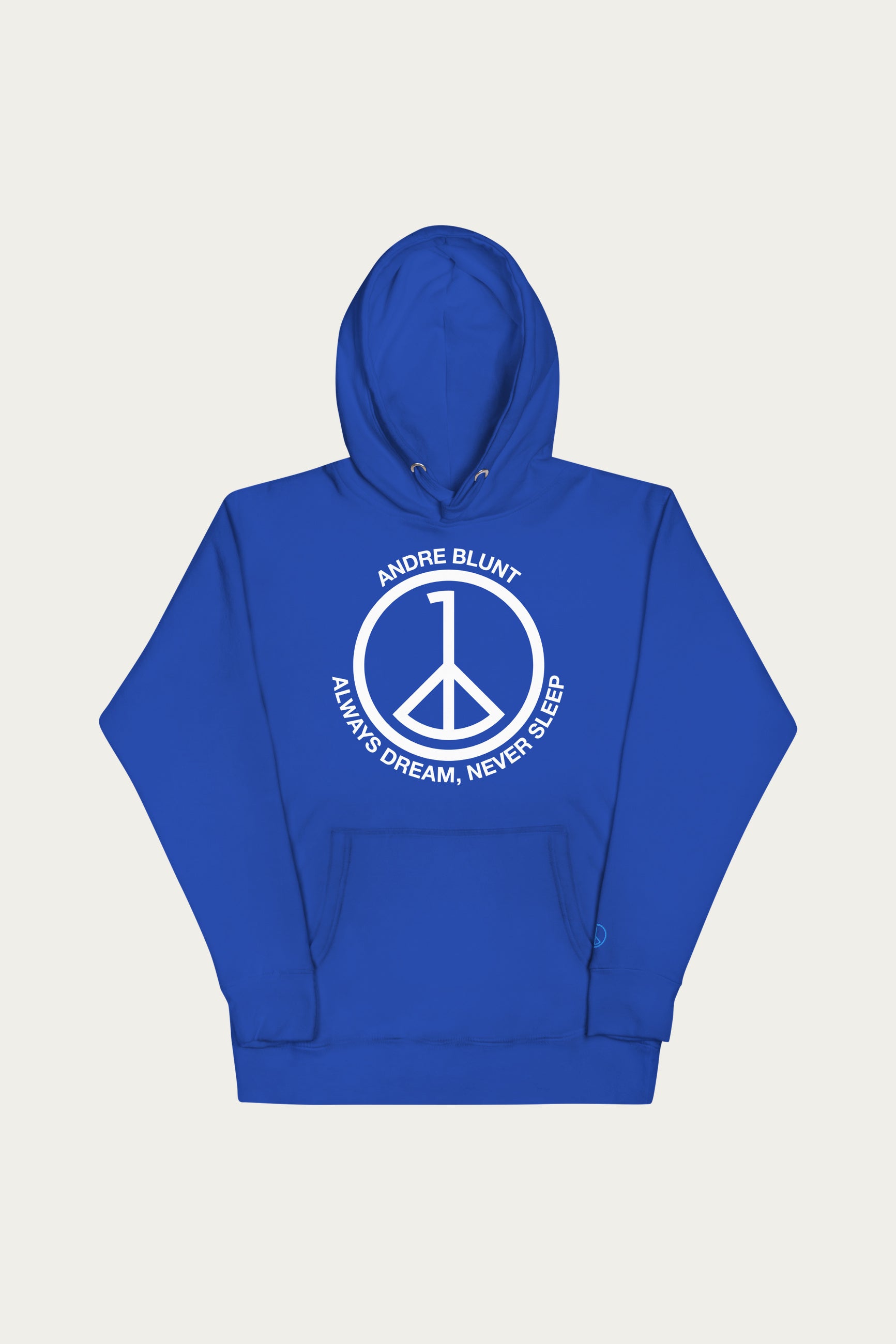 Andre Blunt statement pullover hoodie in royal blue