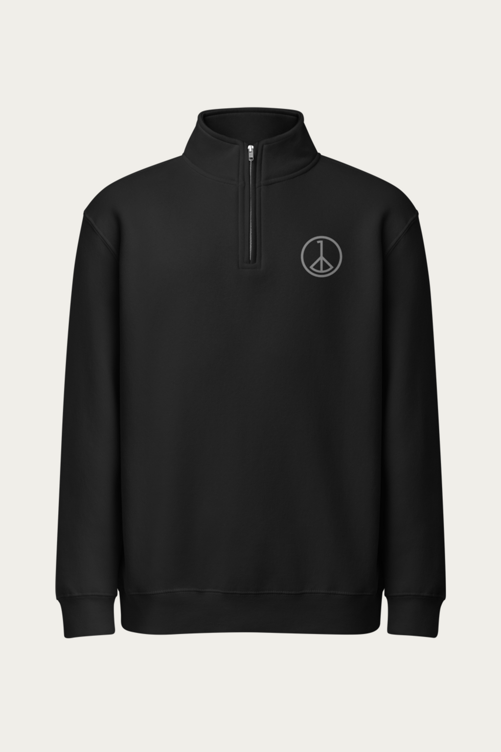 Quarter-Zip Sweatshirt, Black by Andre Blunt, front, on a Cloud White ground