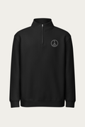 Quarter-Zip Sweatshirt, Black by Andre Blunt, front, on a Cloud White ground
