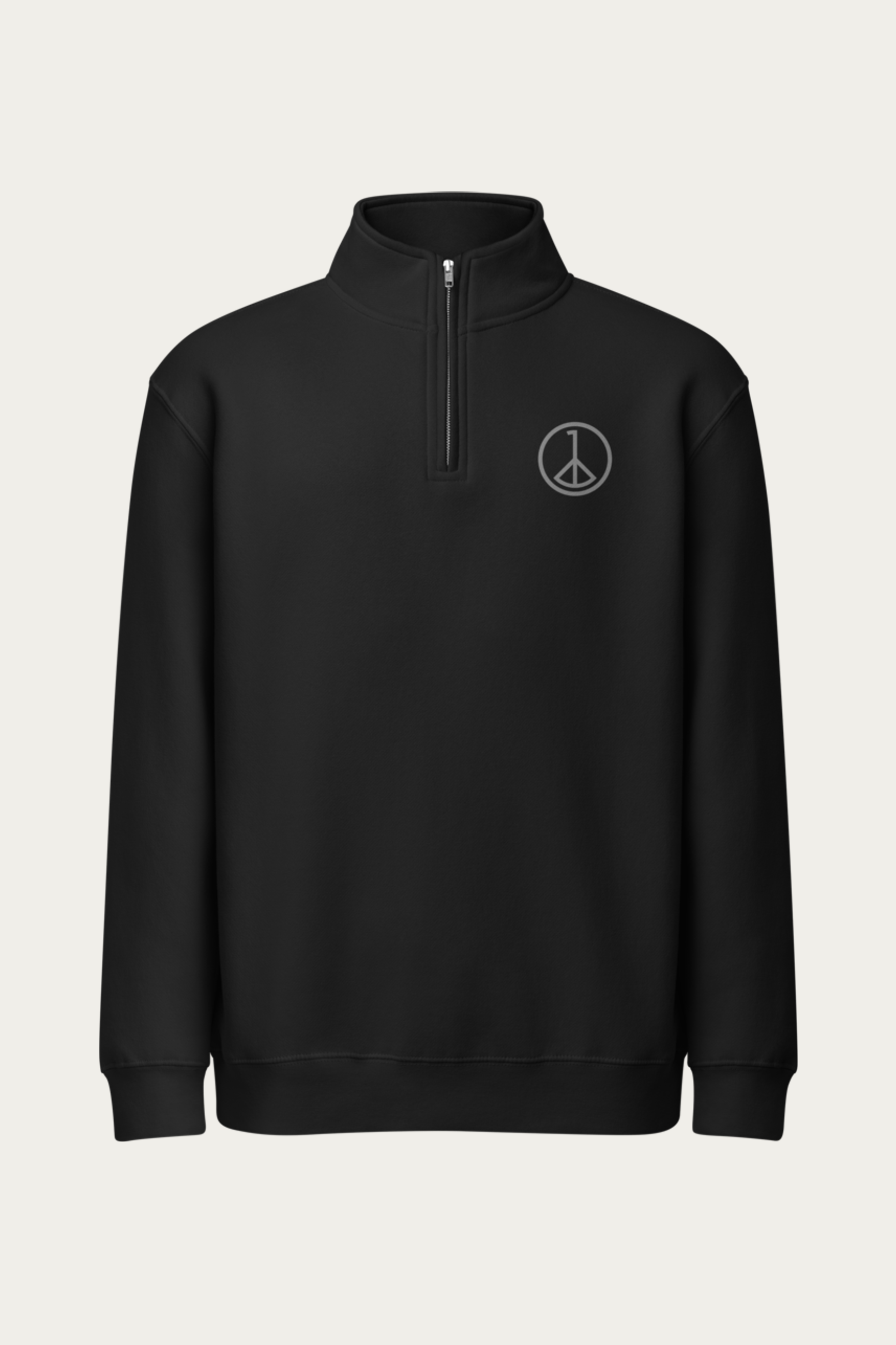 Quarter-Zip Sweatshirt, Black by Andre Blunt, front, on a Cloud White ground