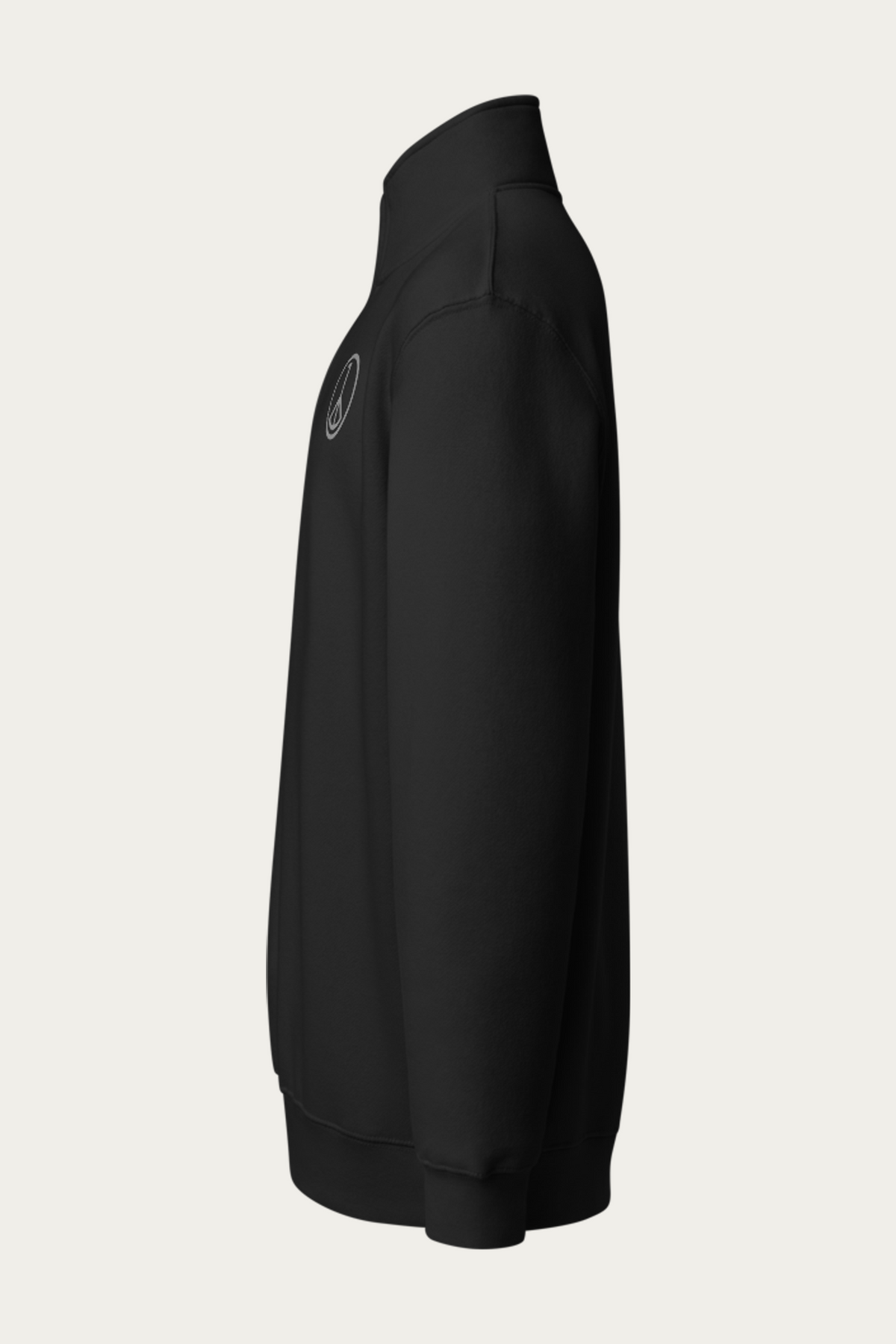 Quarter-Zip Sweatshirt, Black by Andre Blunt, left, on a Cloud White ground