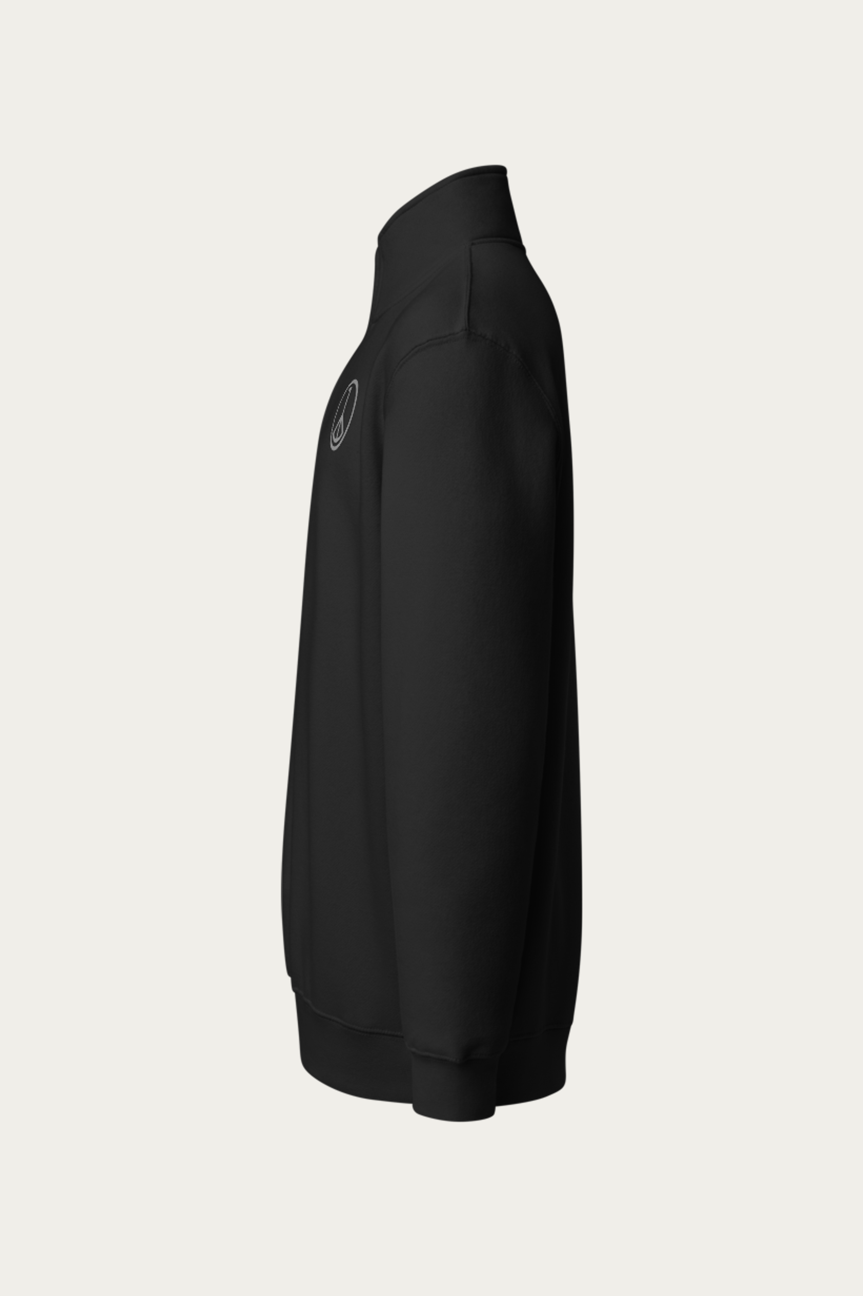Quarter-Zip Sweatshirt, Black by Andre Blunt, left, on a Cloud White ground