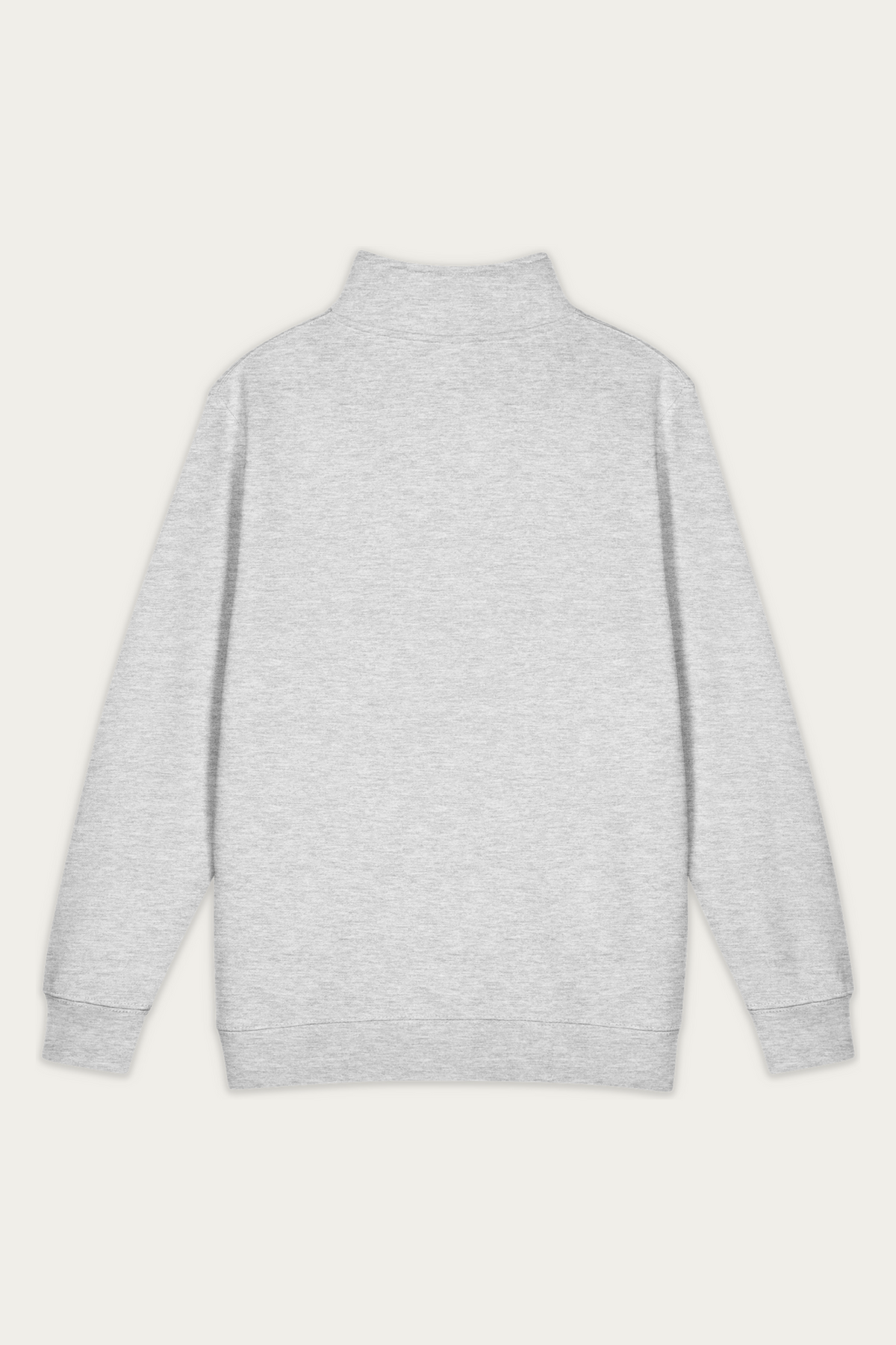 Quarter-Zip Sweatshirt, Grey by Andre Blunt, back, on a Cloud White ground