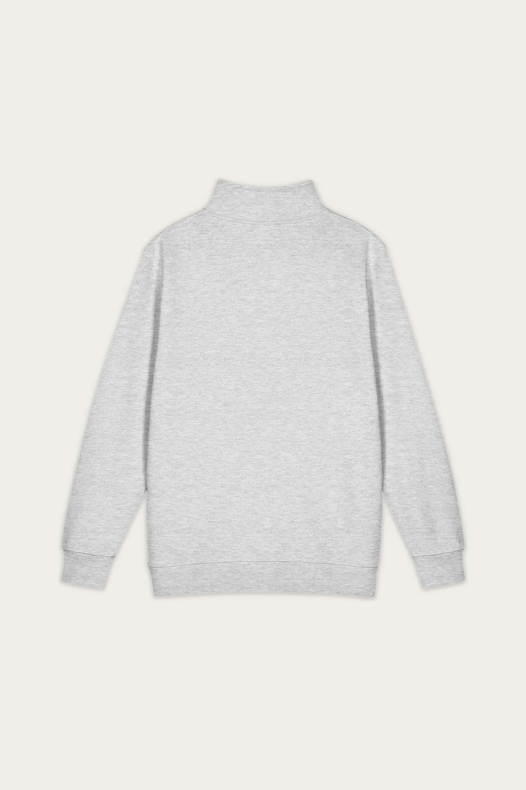 Quarter-Zip Sweatshirt, Grey by Andre Blunt, back, on a Cloud White ground