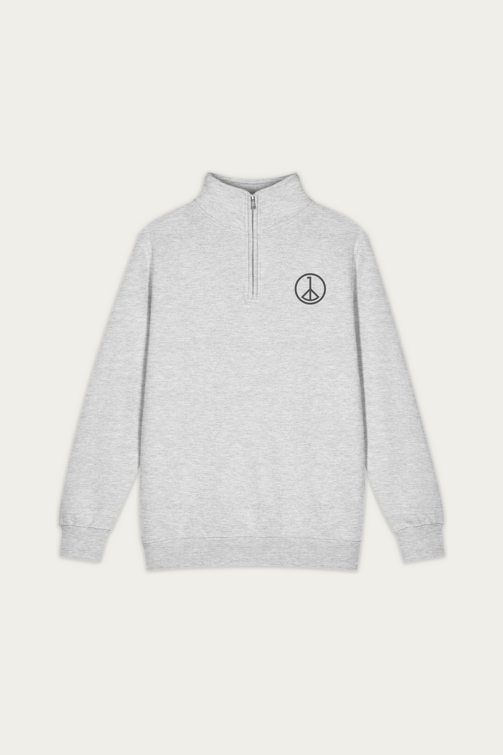 Quarter-Zip Sweatshirt, Grey by Andre Blunt, front, on a Cloud White ground