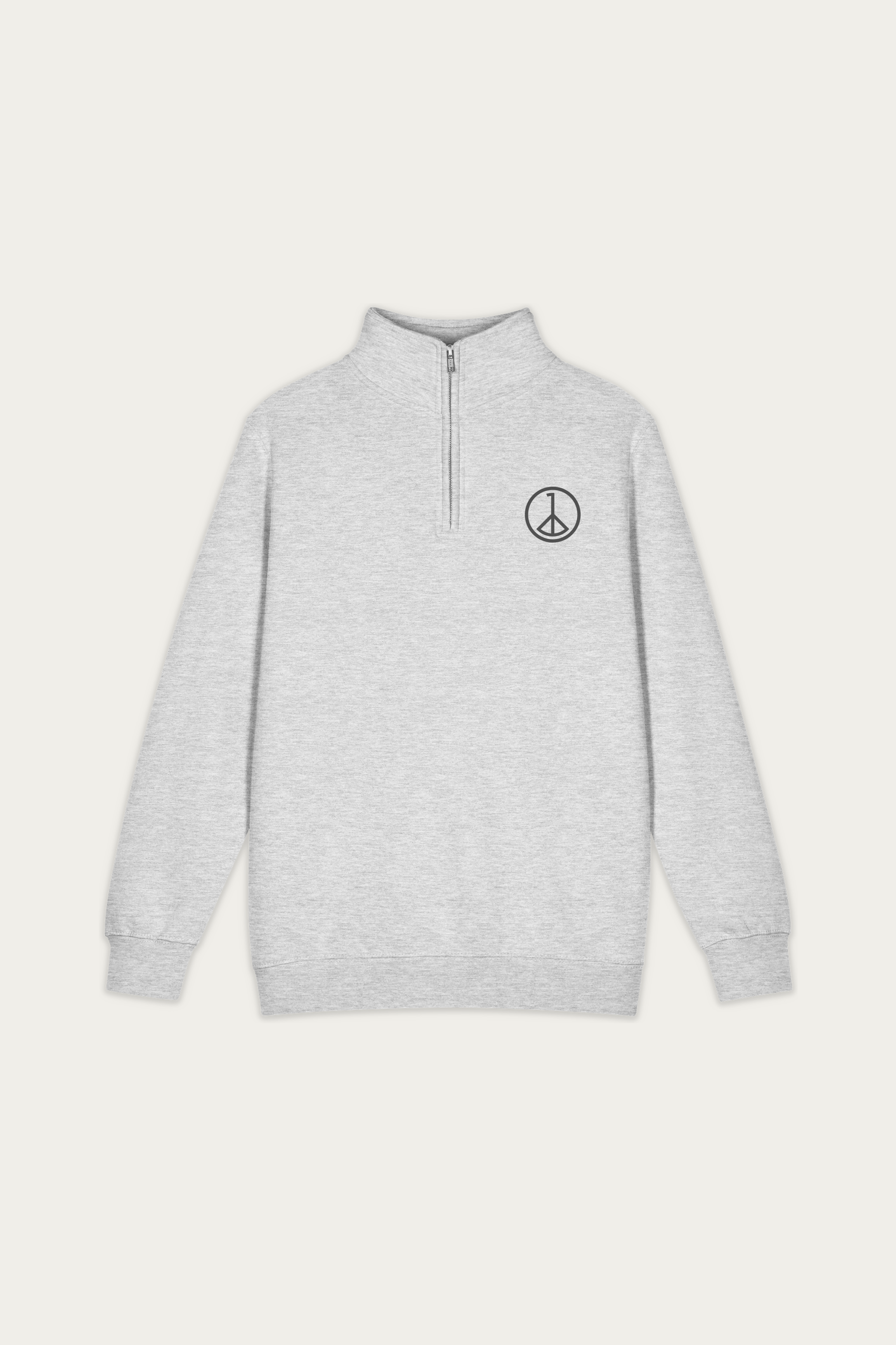 Quarter-Zip Sweatshirt, Grey by Andre Blunt, front, on a Cloud White ground
