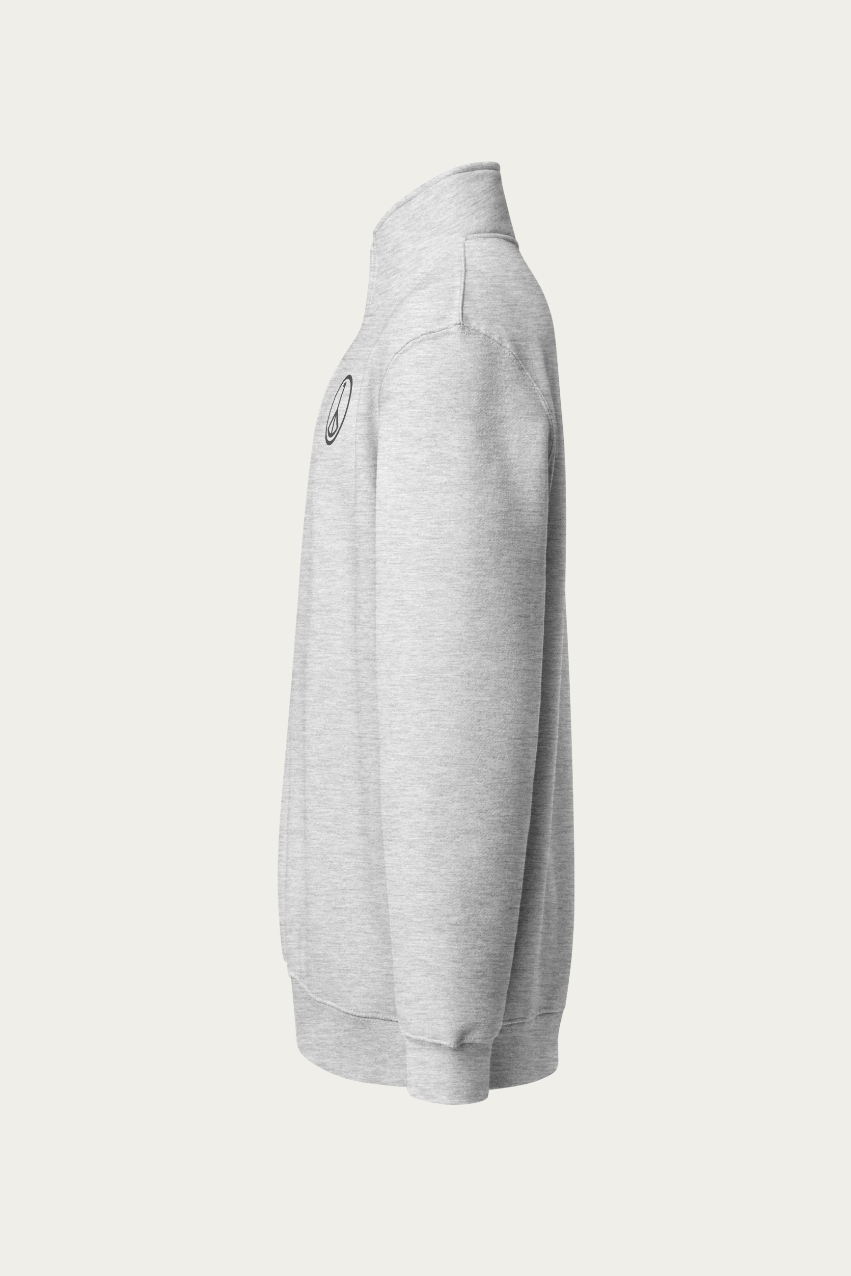 Quarter-Zip Sweatshirt, Grey by Andre Blunt, left, on a Cloud White ground