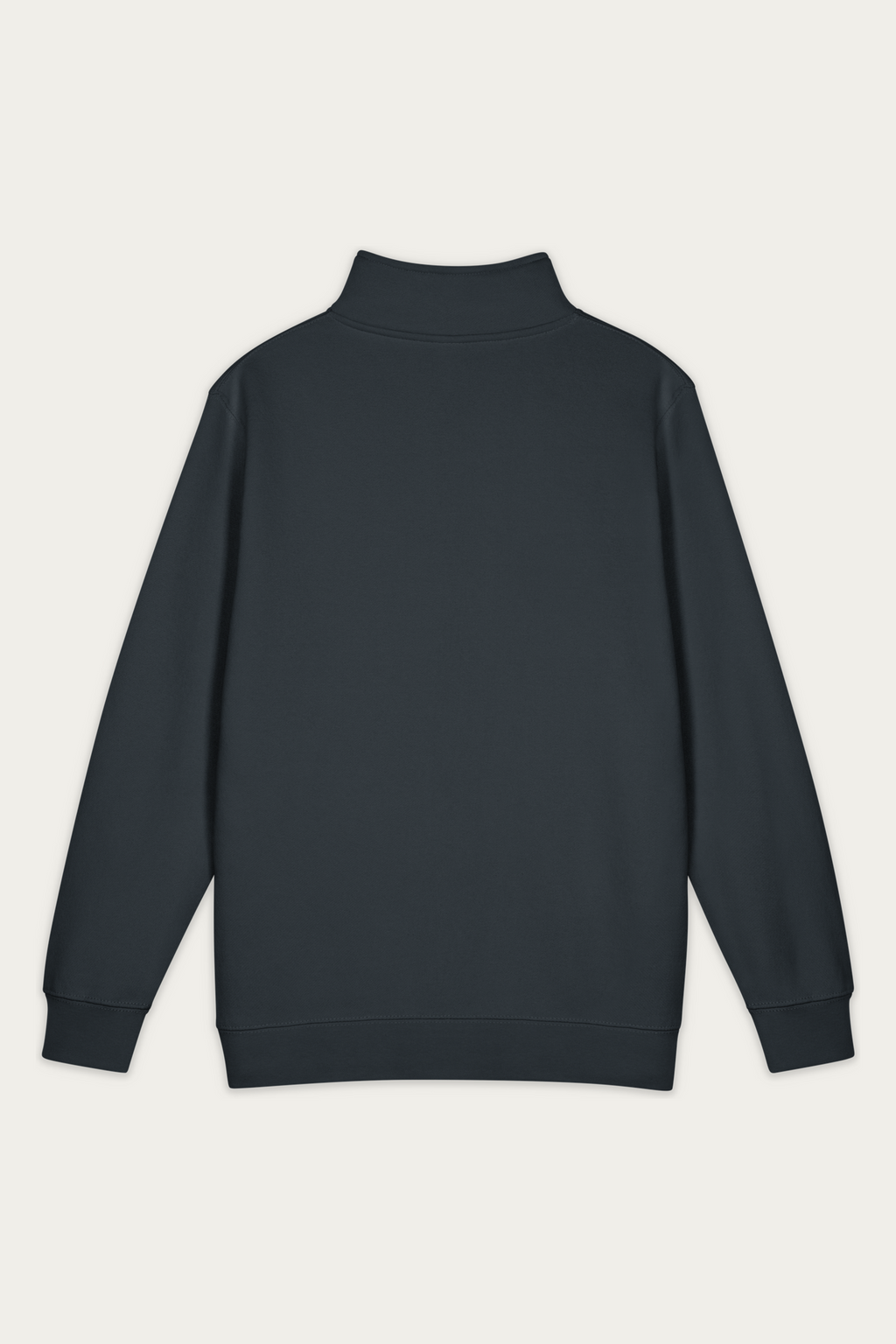 Quarter-Zip Sweatshirt, Navy by Andre Blunt, back, on a Cloud White ground