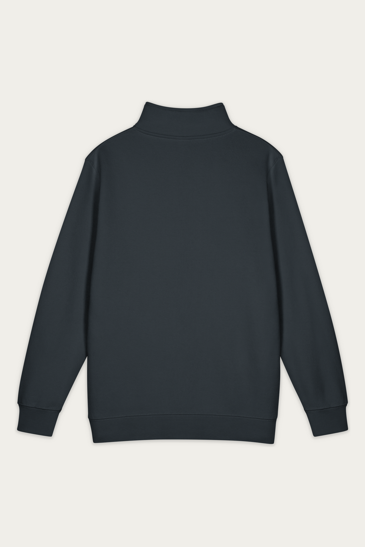 Quarter-Zip Sweatshirt, Navy by Andre Blunt, back, on a Cloud White ground