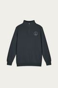 Quarter-Zip Sweatshirt, Navy by Andre Blunt, front, on a Cloud White ground