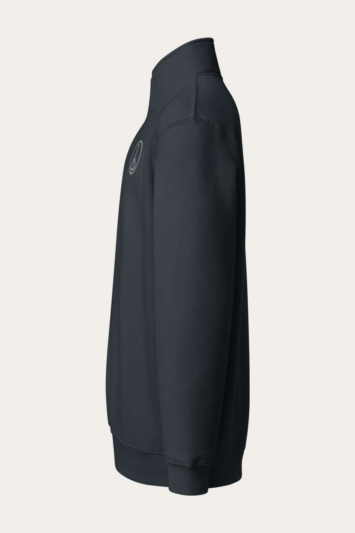 Quarter-Zip Sweatshirt, Navy by Andre Blunt, left, on a Cloud White ground