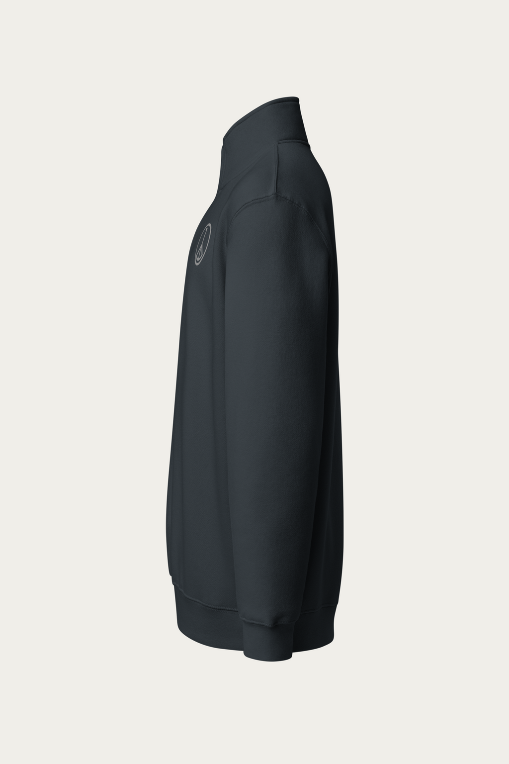 Quarter-Zip Sweatshirt, Navy by Andre Blunt, left, on a Cloud White ground