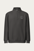 Quarter-Zip Sweatshirt, Smoke by Andre Blunt, front, on a Cloud White ground