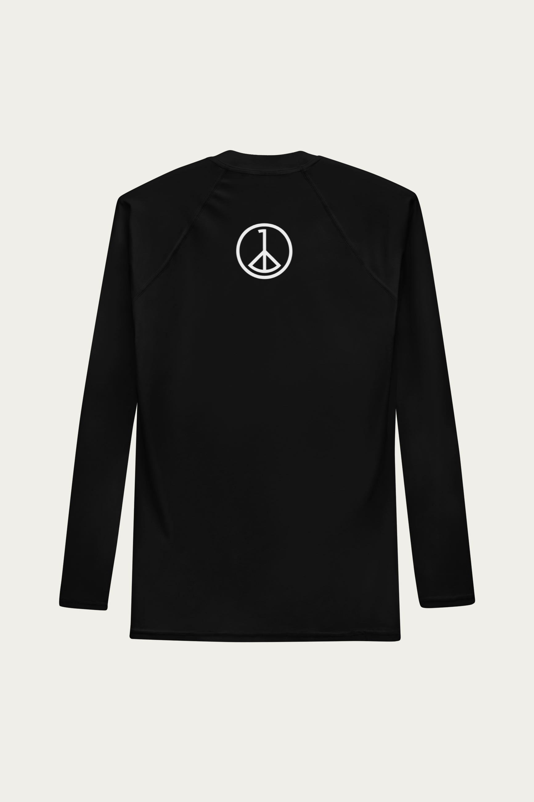 Rash Guard, White by Andre Blunt, back, on a Cloud White ground