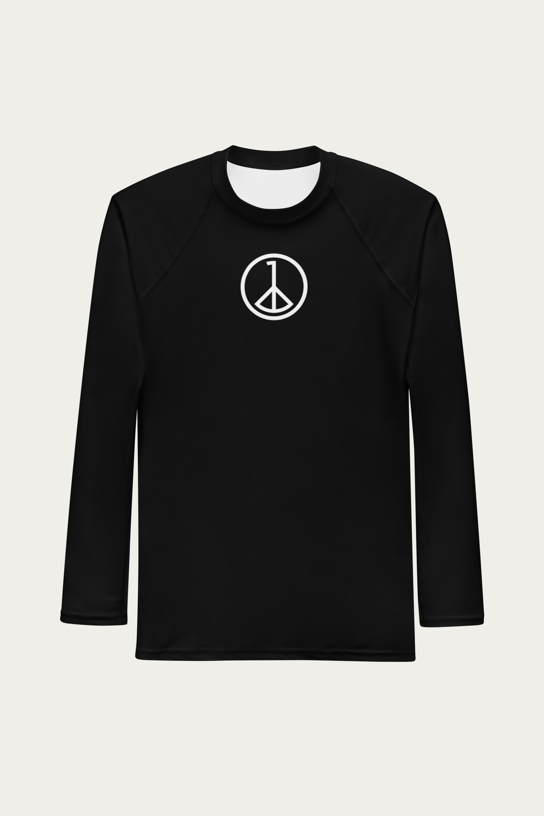 Rash Guard, White by Andre Blunt, front, on a Cloud White ground
