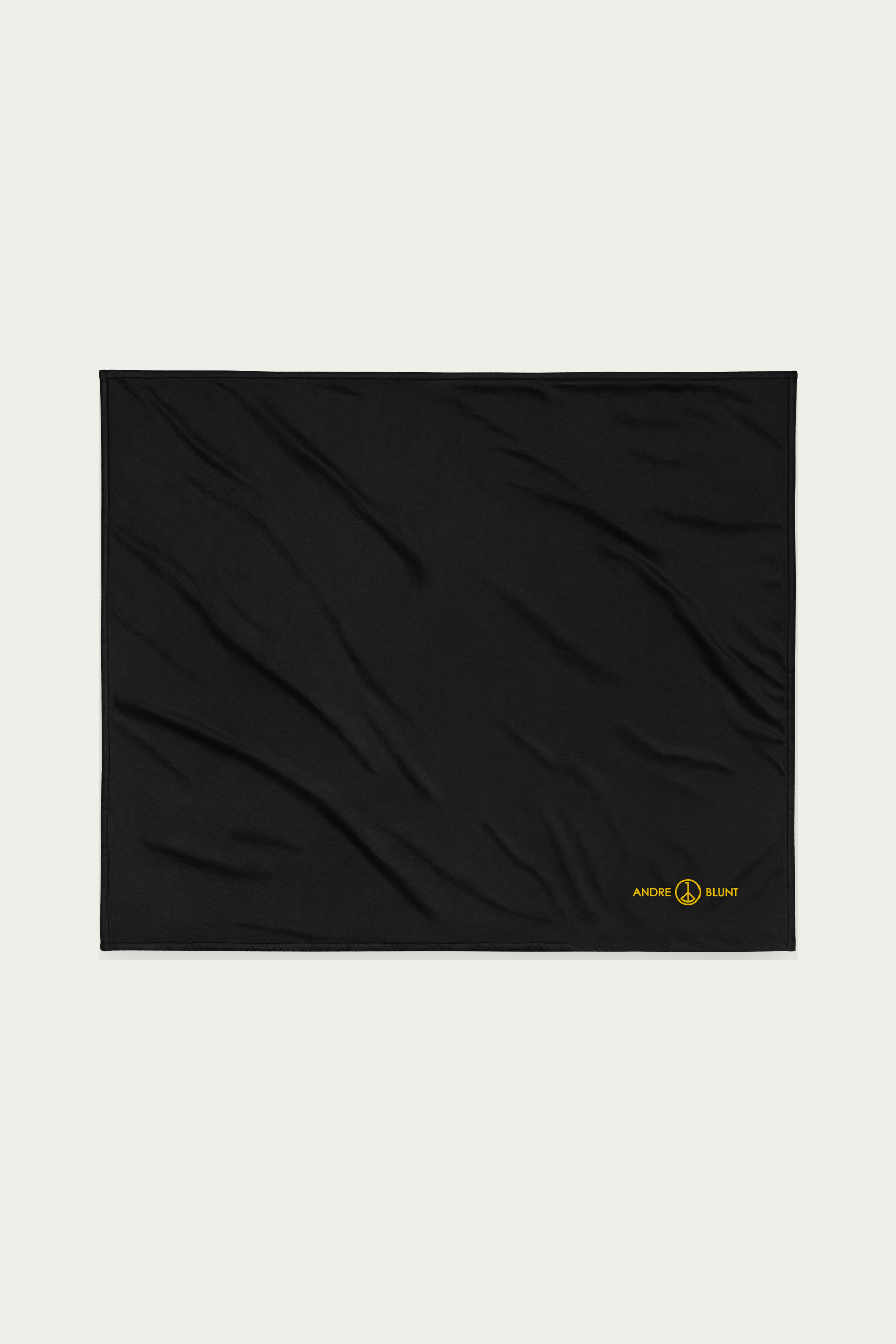 Sherpa Blanket, Black by Andre Blunt, shown on a Cloud White ground