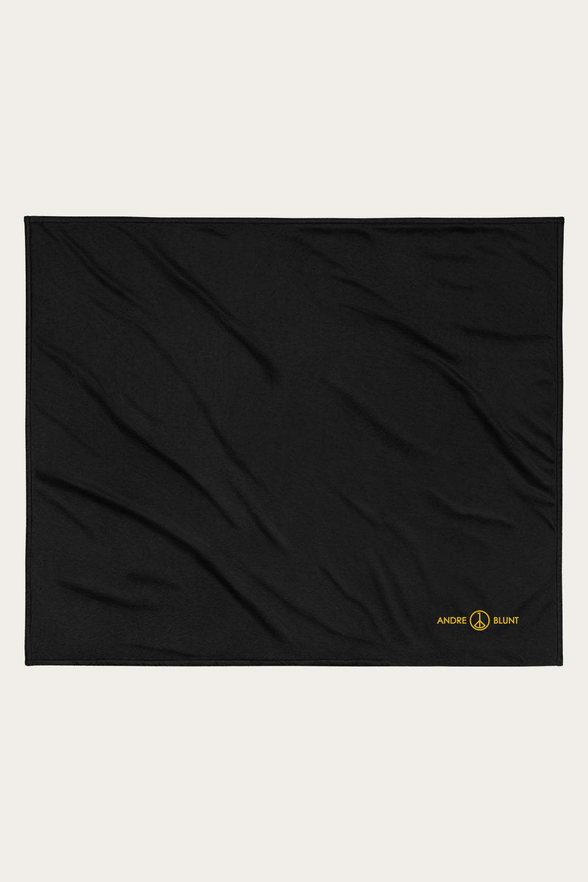 Sherpa Blanket, Black by Andre Blunt, shown on a Cloud White ground