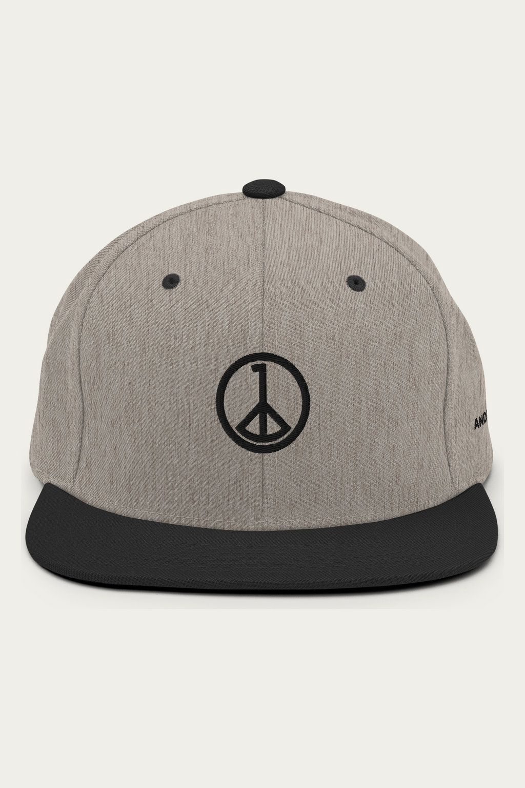 Snapback Hat, Heather and Black, front