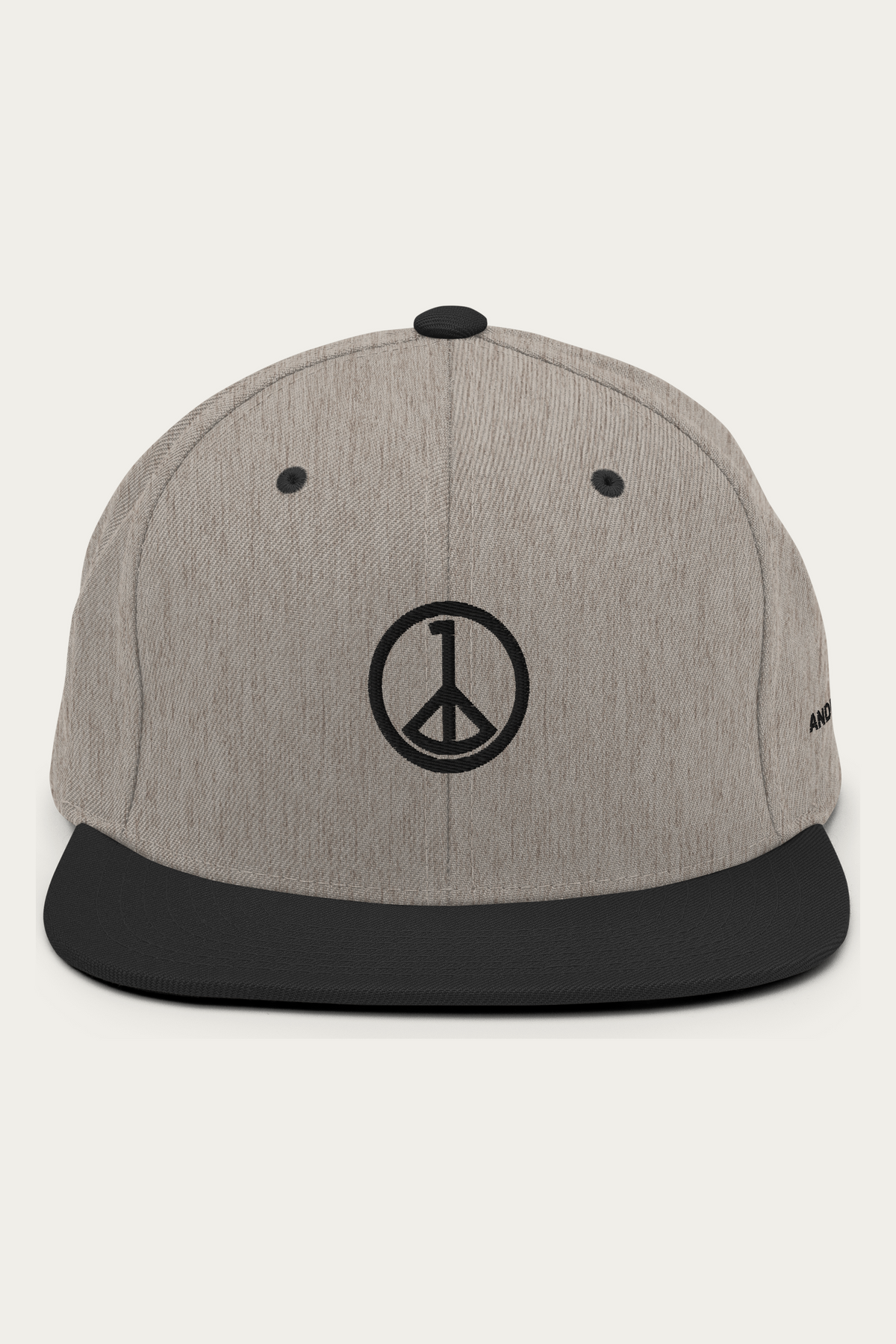 Snapback Hat, Heather and Black, front