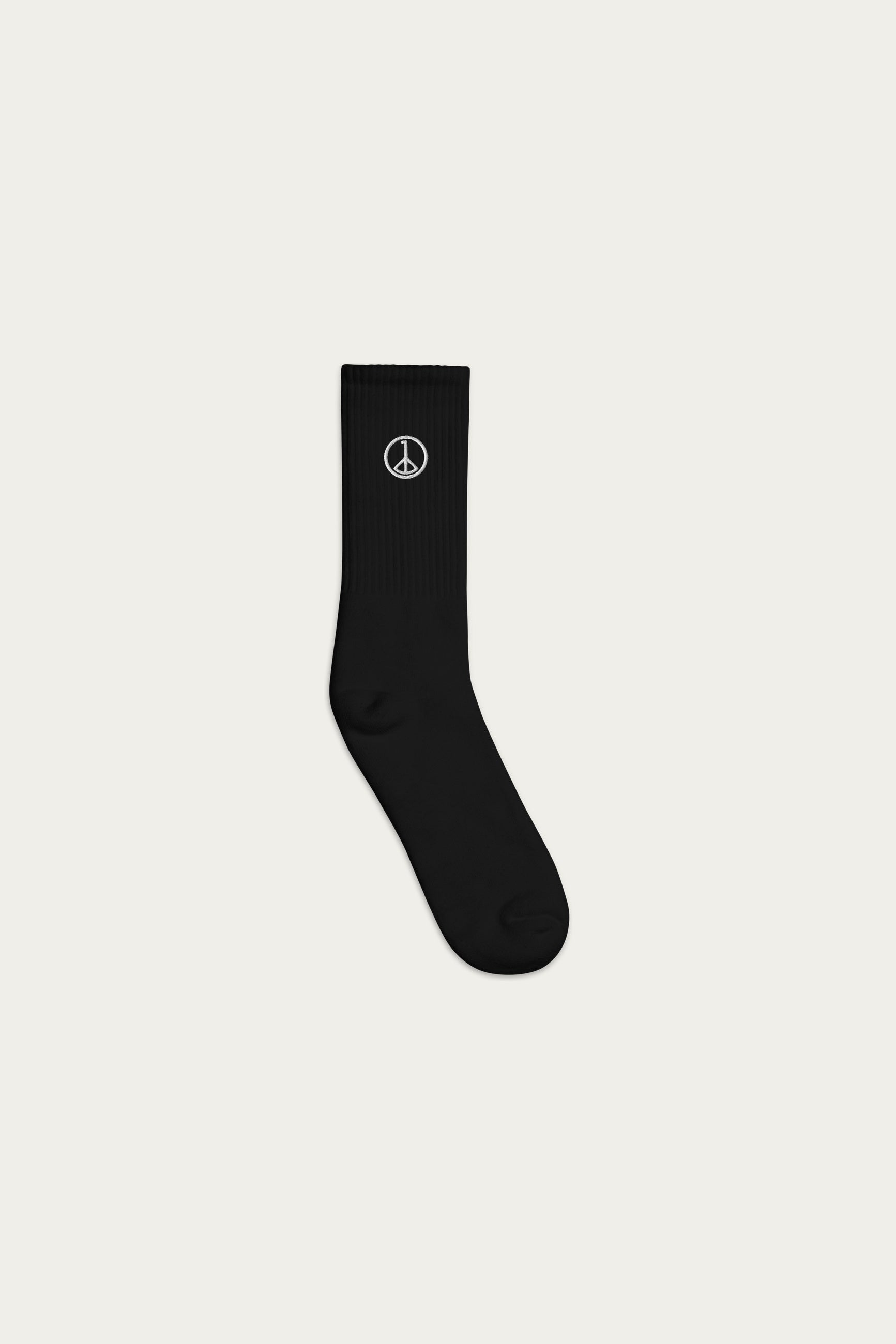 Andre Blunt embroidered crew socks in black, outer side
