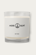 Soy Candle, Glass Jar by Andre Blunt, shown on a Cloud White ground