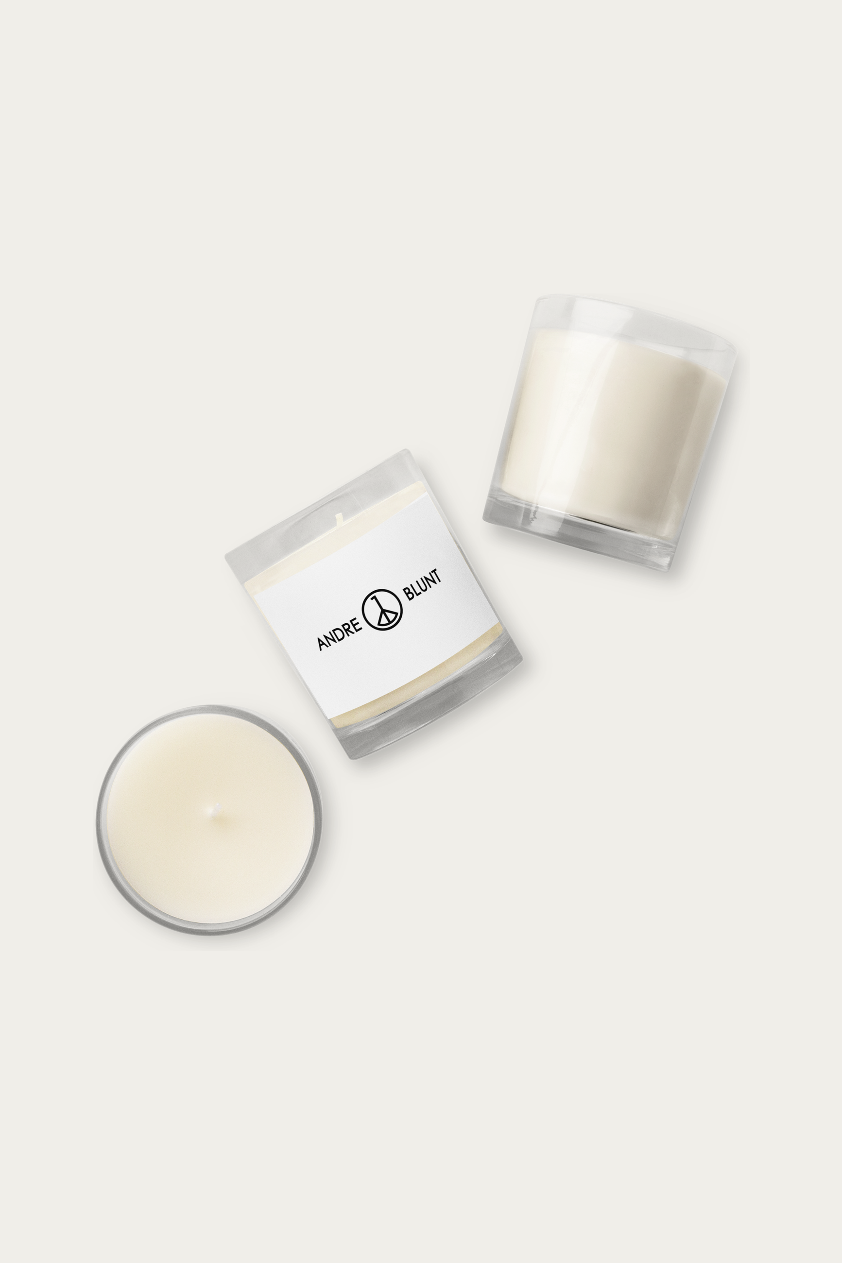Soy Candle, Glass Jar by Andre Blunt, detail, on a Cloud White ground