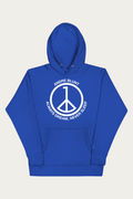 Statement Hoodie, Royal Blue by Andre Blunt, shown on a Cloud White ground