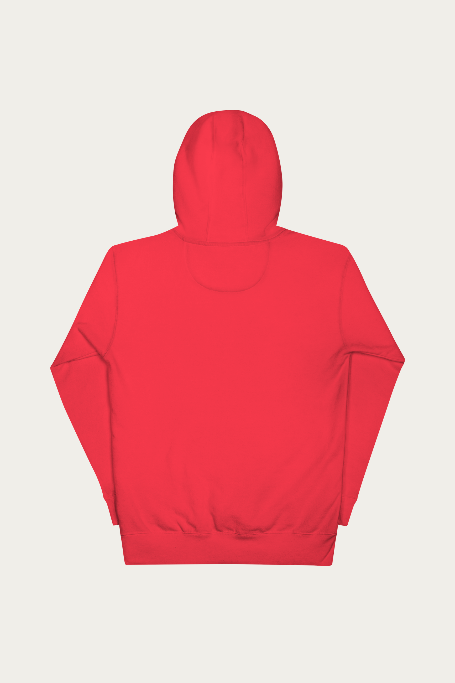 Sticker Print Hoodie, Red by Andre Blunt, from the back, on a Cloud White ground