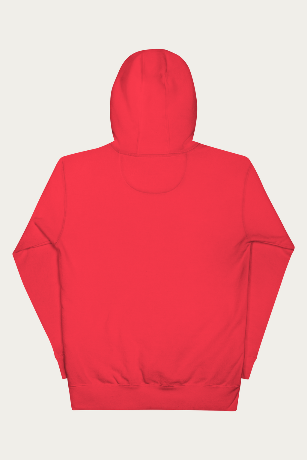 Sticker Print Hoodie, Red by Andre Blunt, from the back, on a Cloud White ground