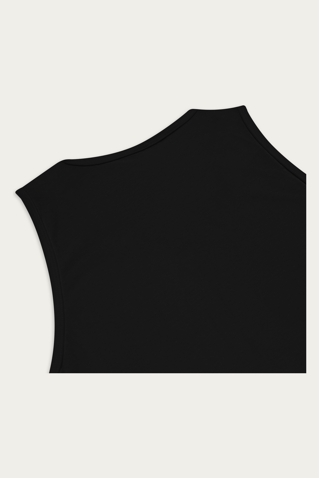 Tank Top, Black by Andre Blunt, detail, on a Cloud White ground
