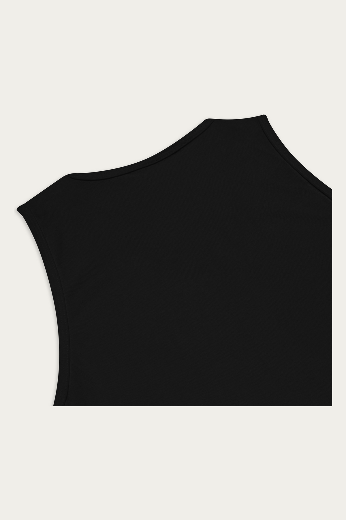 Tank Top, Black by Andre Blunt, detail, on a Cloud White ground
