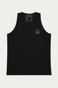 Tank Top, Black by Andre Blunt, shown on a Cloud White ground