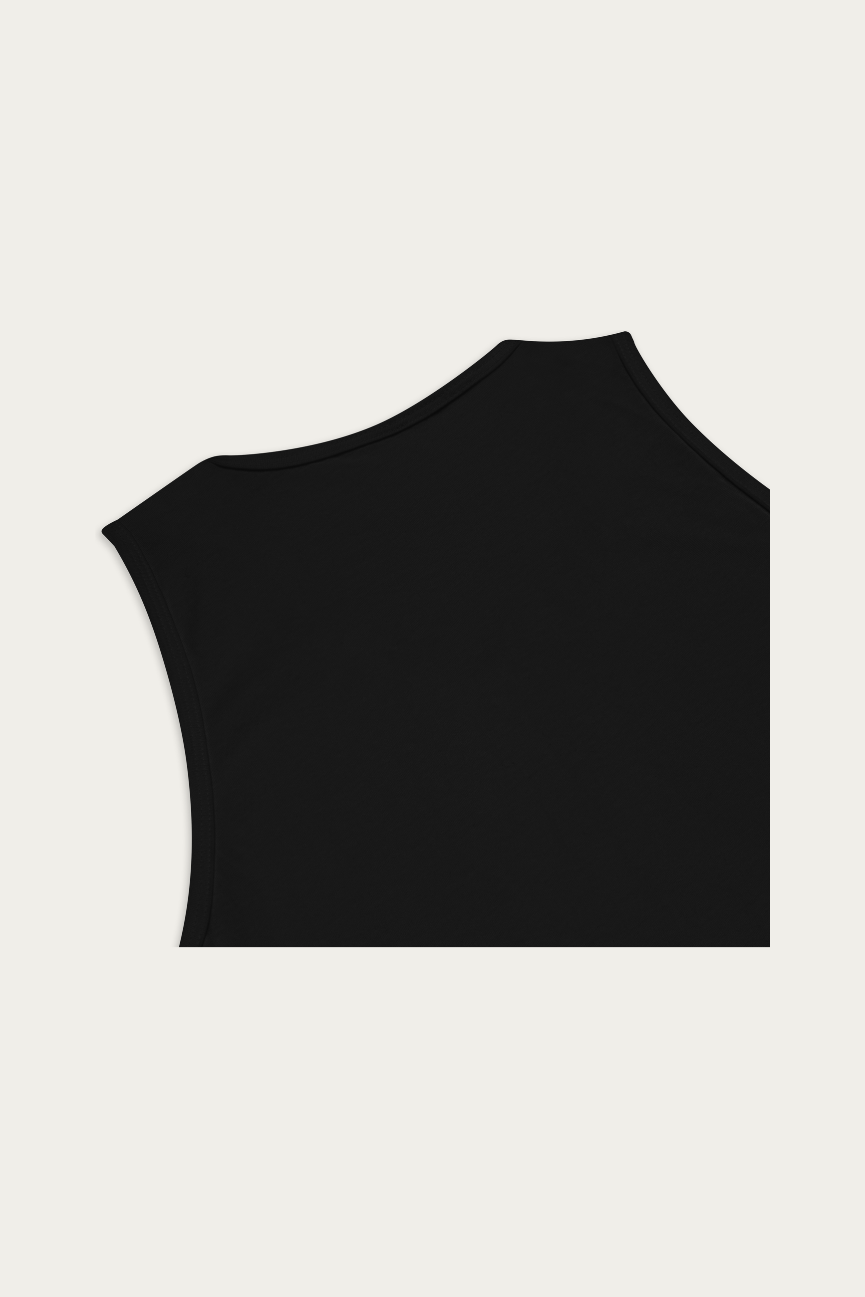 Tank Top, Black by Andre Blunt, detail, on a Cloud White ground