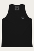Tank Top, Black by Andre Blunt, shown on a Cloud White ground