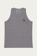 Tank Top, Grey by Andre Blunt, shown on a Cloud White ground