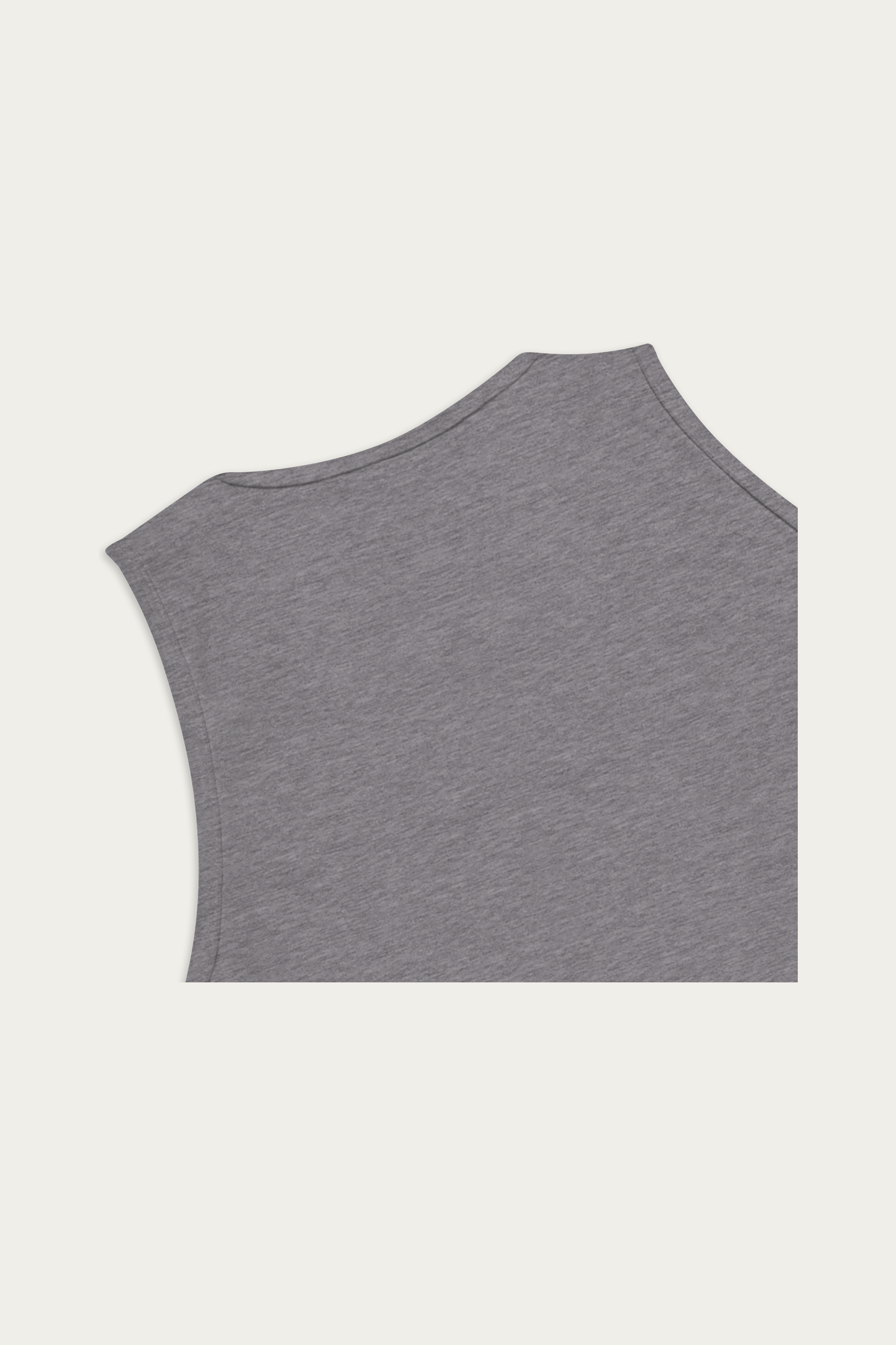 Tank Top, Grey by Andre Blunt, detail, on a Cloud White ground