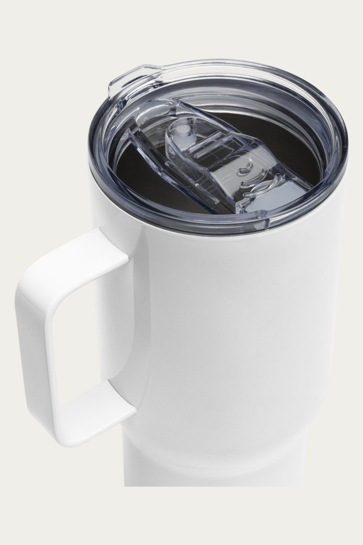 Travel Mug, 25 oz by Andre Blunt, detail, on a Cloud White ground