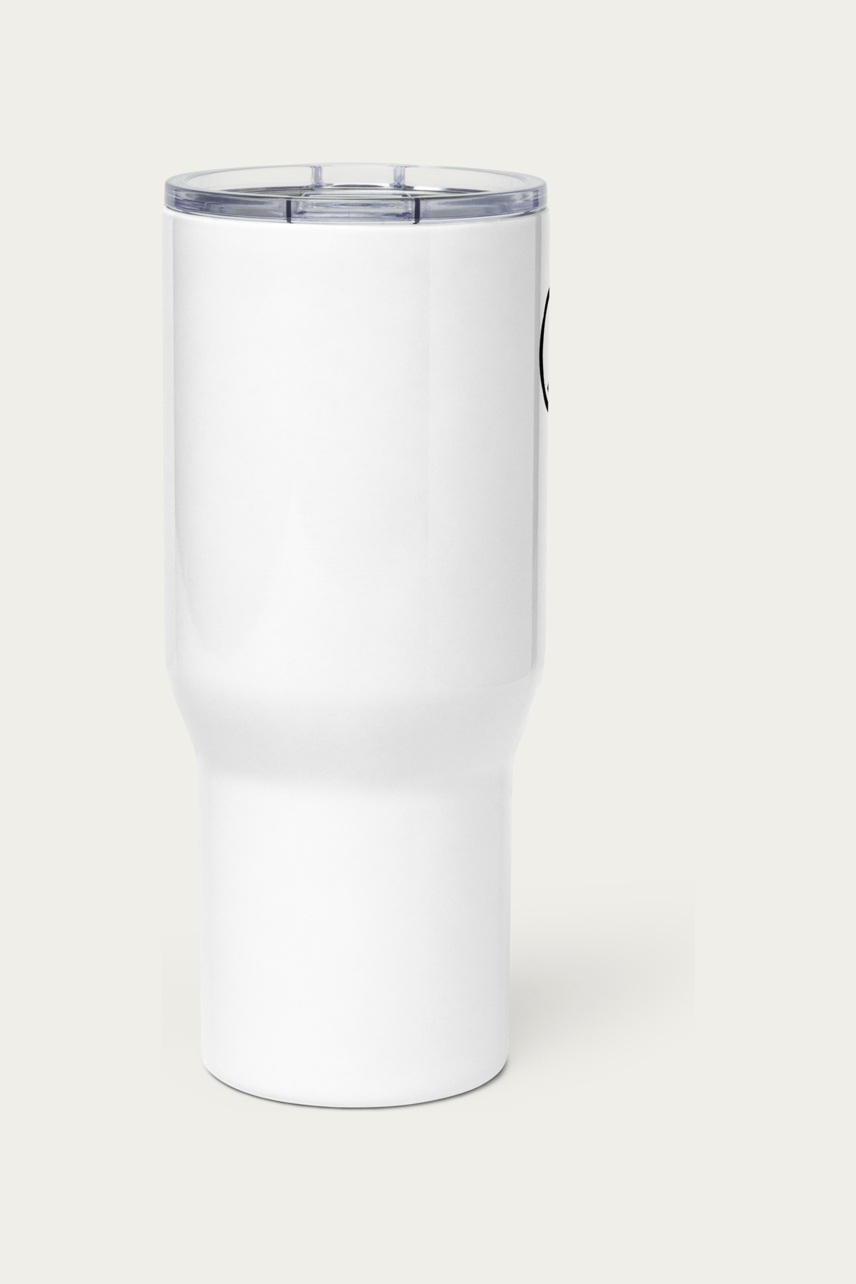 Travel Mug, 25 oz by Andre Blunt, shown on a Cloud White ground