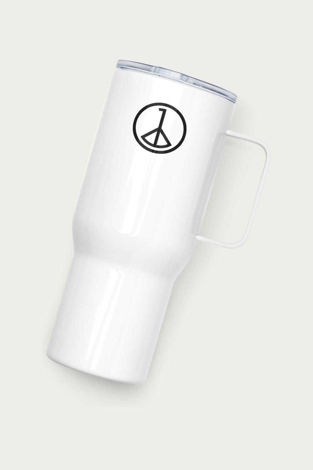 Travel Mug, 25 oz by Andre Blunt, from the left, on a Cloud White ground