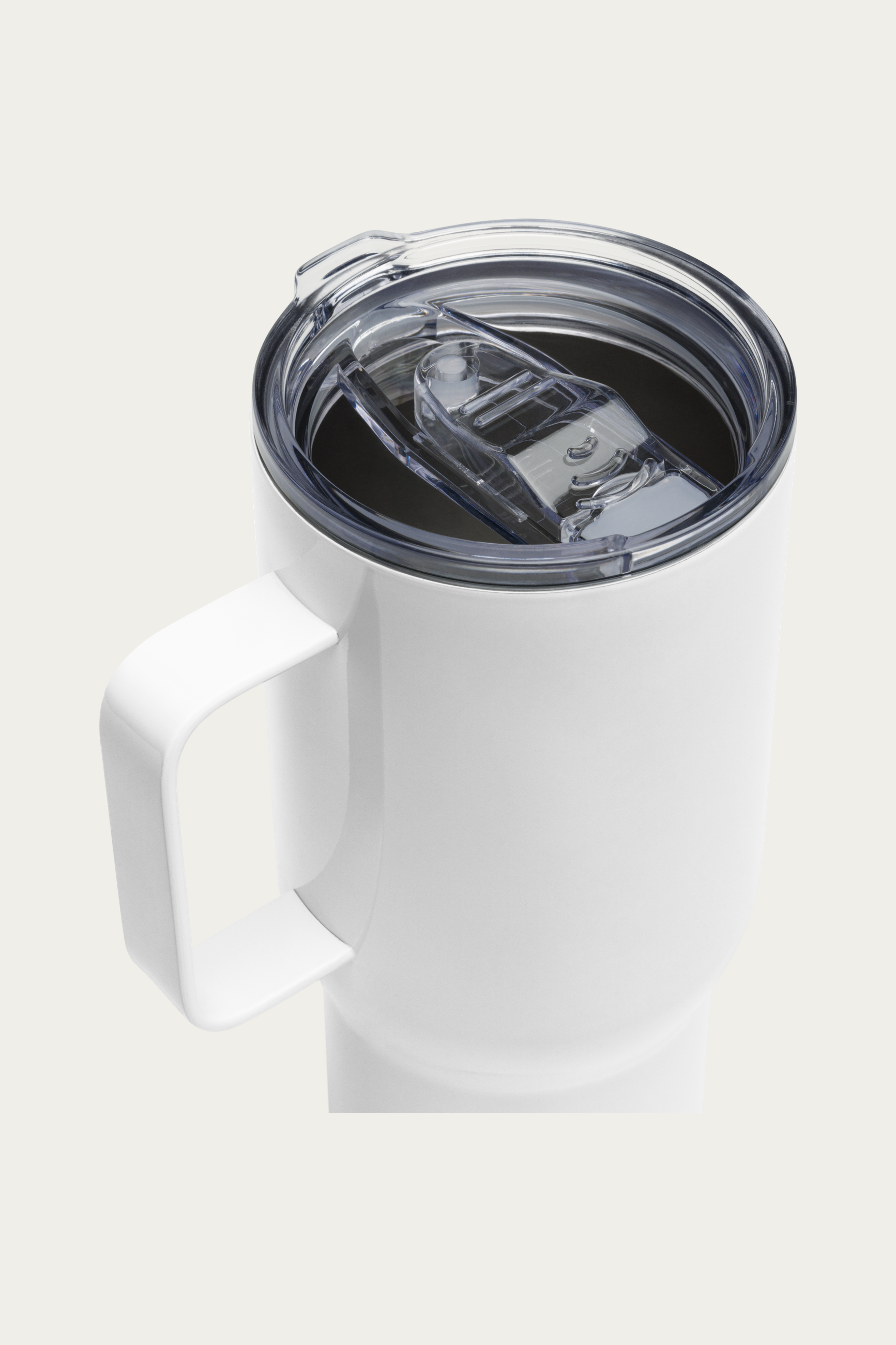 Travel Mug, 25 oz by Andre Blunt, detail, on a Cloud White ground