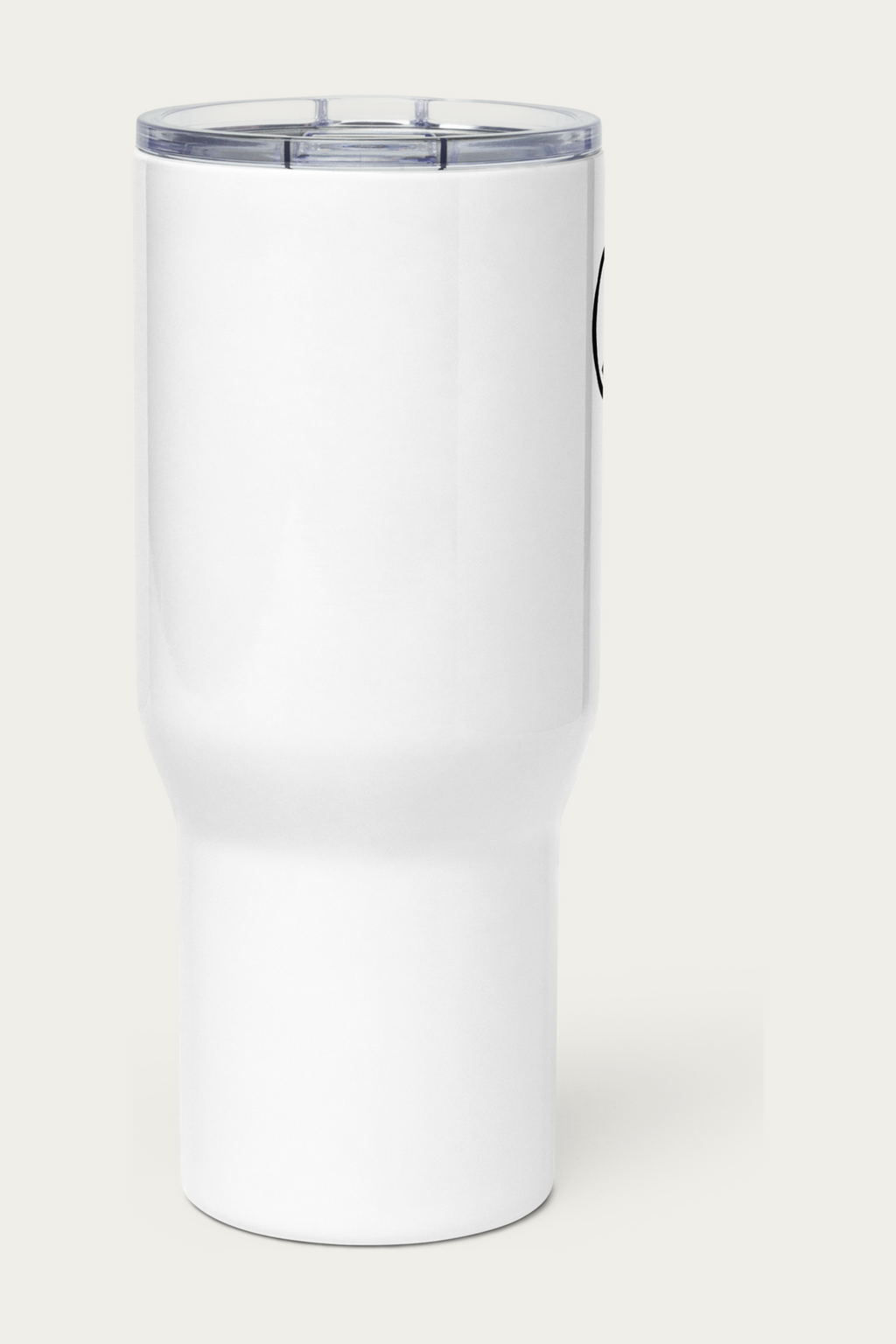 Travel Mug, 25 oz by Andre Blunt, shown on a Cloud White ground