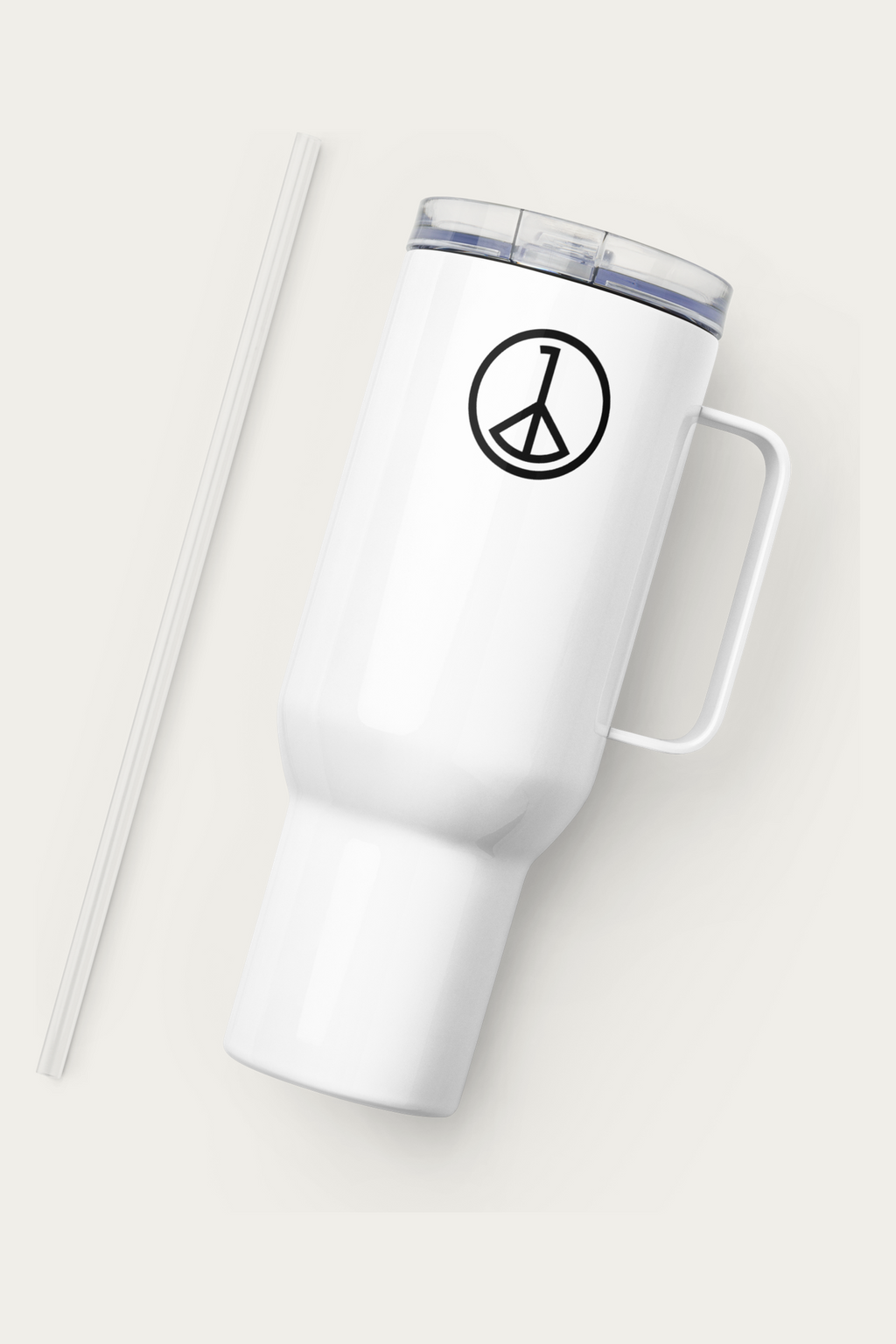 Travel Mug, 40 oz by Andre Blunt, from the left, on a Cloud White ground