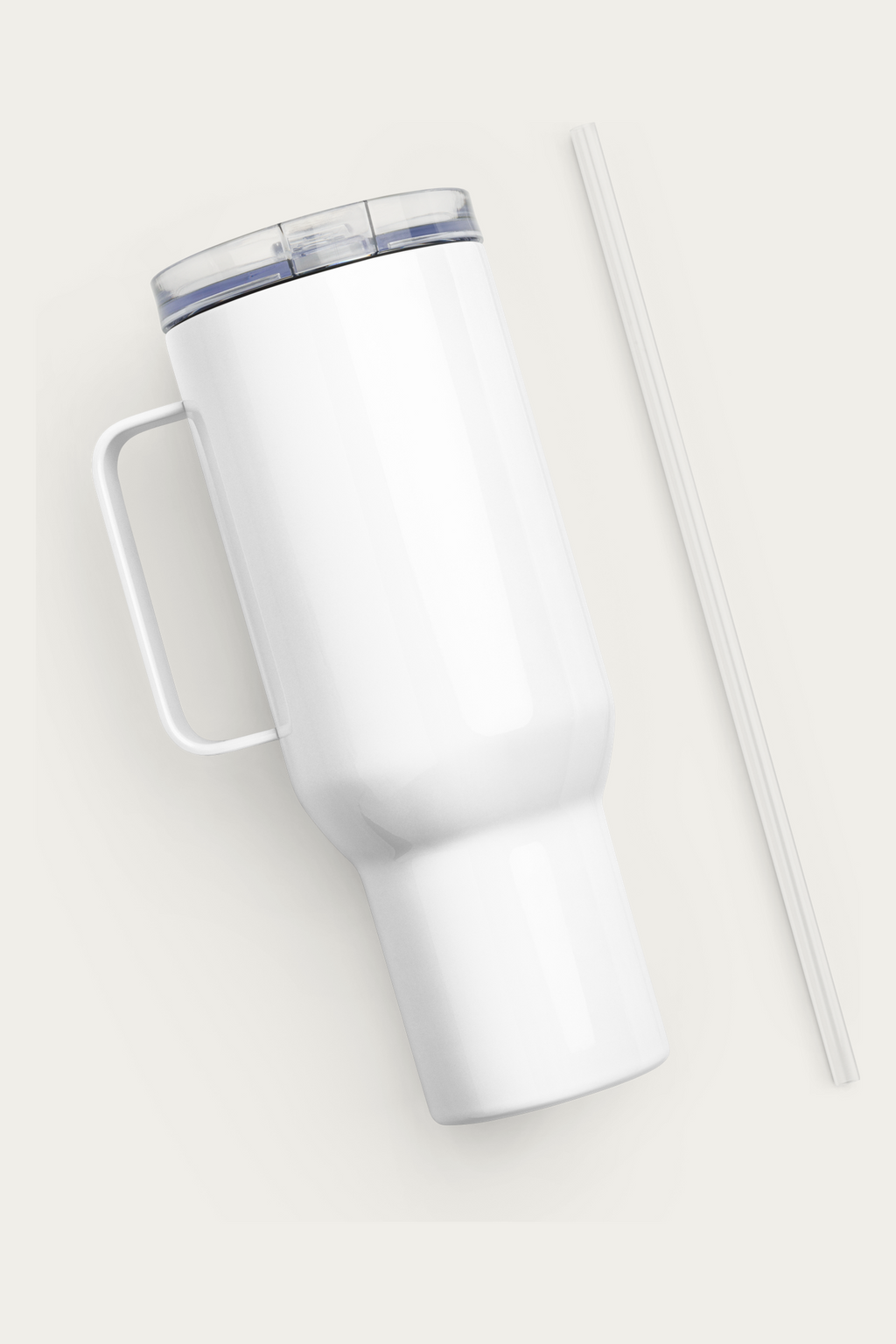 Travel Mug, 40 oz by Andre Blunt, from the right, on a Cloud White ground